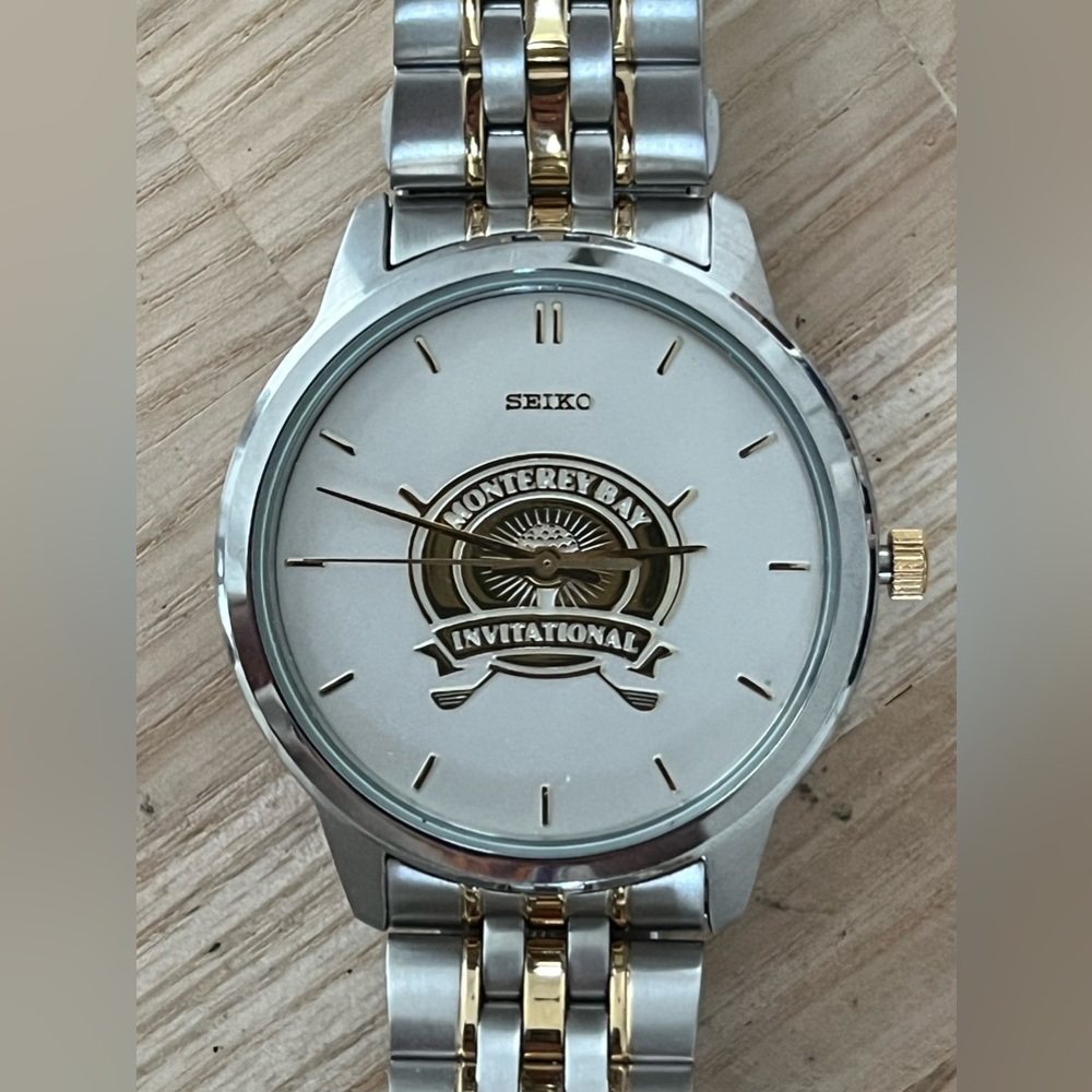 Seiko RARE Monterey Bay Invitational Golf Men’s Watch White Dial 2-Tone Bracelet